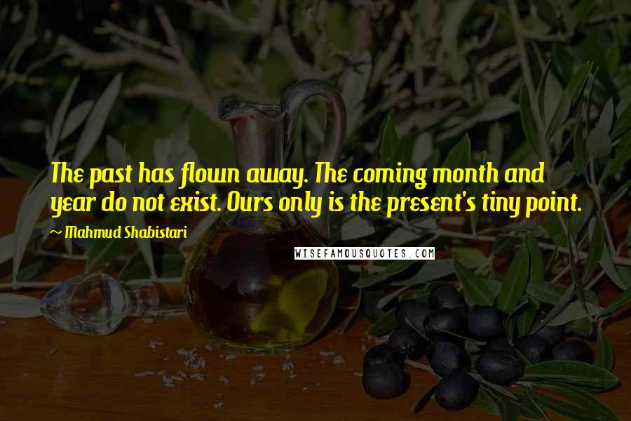 Mahmud Shabistari Quotes: The past has flown away. The coming month and year do not exist. Ours only is the present's tiny point.