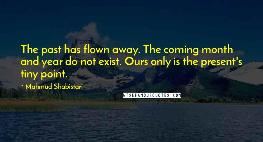 Mahmud Shabistari Quotes: The past has flown away. The coming month and year do not exist. Ours only is the present's tiny point.