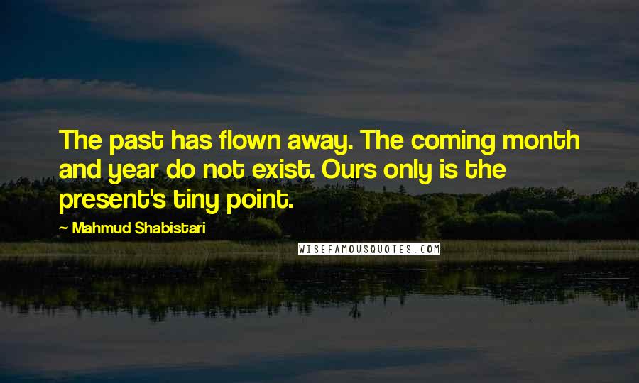 Mahmud Shabistari Quotes: The past has flown away. The coming month and year do not exist. Ours only is the present's tiny point.