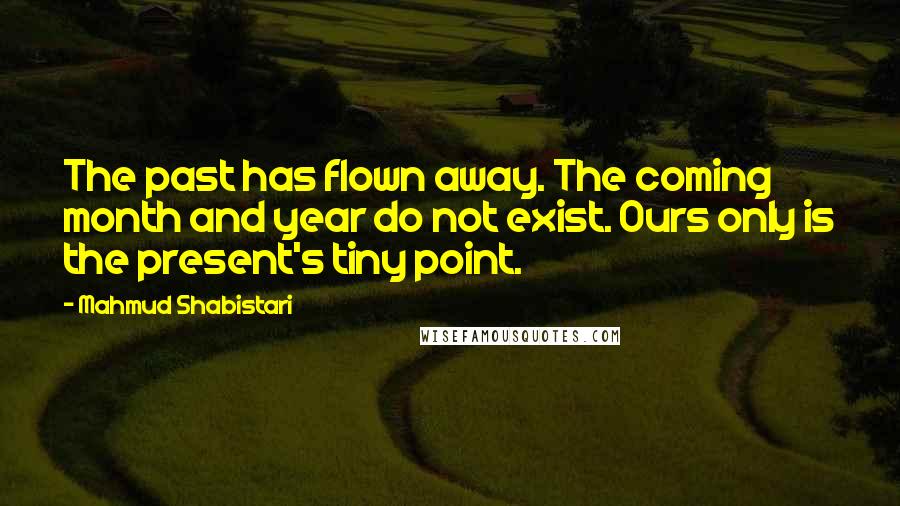 Mahmud Shabistari Quotes: The past has flown away. The coming month and year do not exist. Ours only is the present's tiny point.