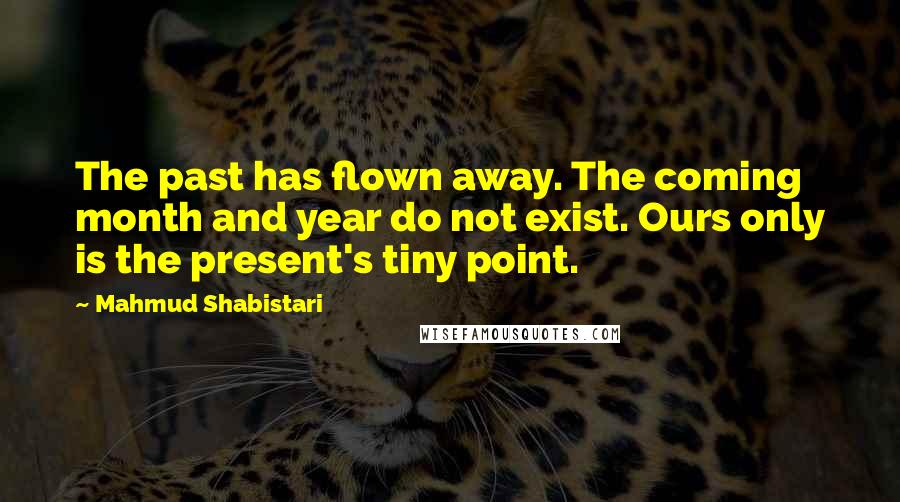 Mahmud Shabistari Quotes: The past has flown away. The coming month and year do not exist. Ours only is the present's tiny point.