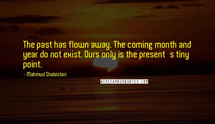 Mahmud Shabistari Quotes: The past has flown away. The coming month and year do not exist. Ours only is the present's tiny point.