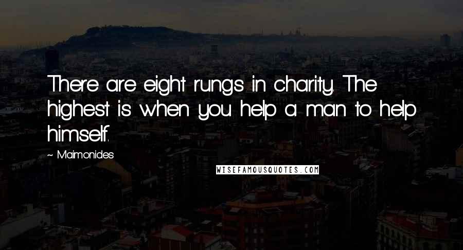 Maimonides Quotes: There are eight rungs in charity. The highest is when you help a man to help himself.