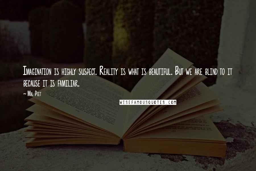 Mal Peet Quotes: Imagination is highly suspect. Reality is what is beautiful. But we are blind to it because it is familiar.