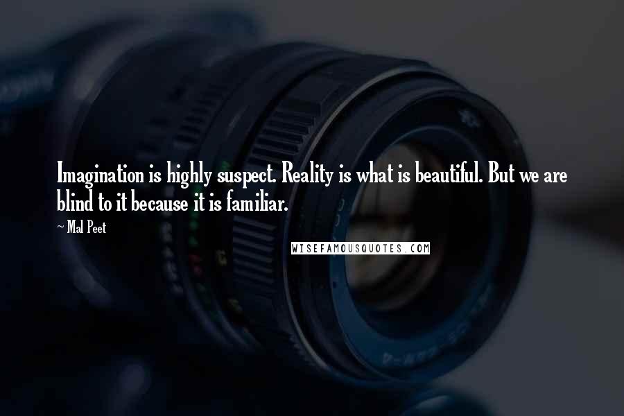 Mal Peet Quotes: Imagination is highly suspect. Reality is what is beautiful. But we are blind to it because it is familiar.