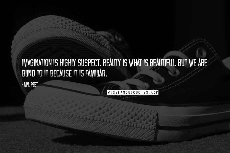 Mal Peet Quotes: Imagination is highly suspect. Reality is what is beautiful. But we are blind to it because it is familiar.