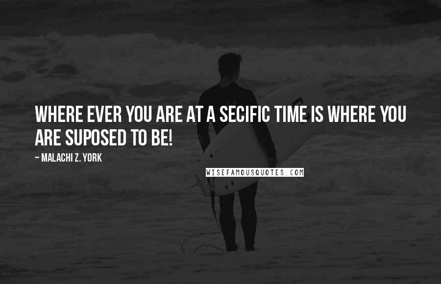 Malachi Z. York Quotes: Where ever you are at a secific time is where you are suposed to be!