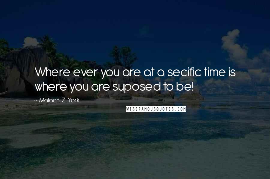 Malachi Z. York Quotes: Where ever you are at a secific time is where you are suposed to be!