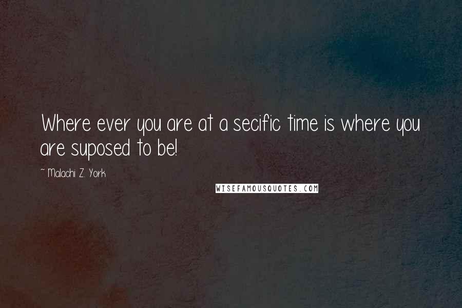 Malachi Z. York Quotes: Where ever you are at a secific time is where you are suposed to be!