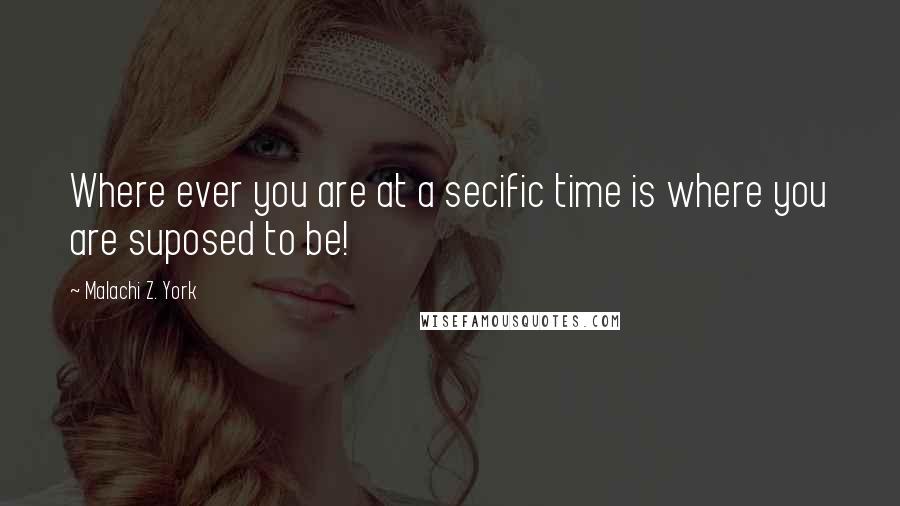 Malachi Z. York Quotes: Where ever you are at a secific time is where you are suposed to be!