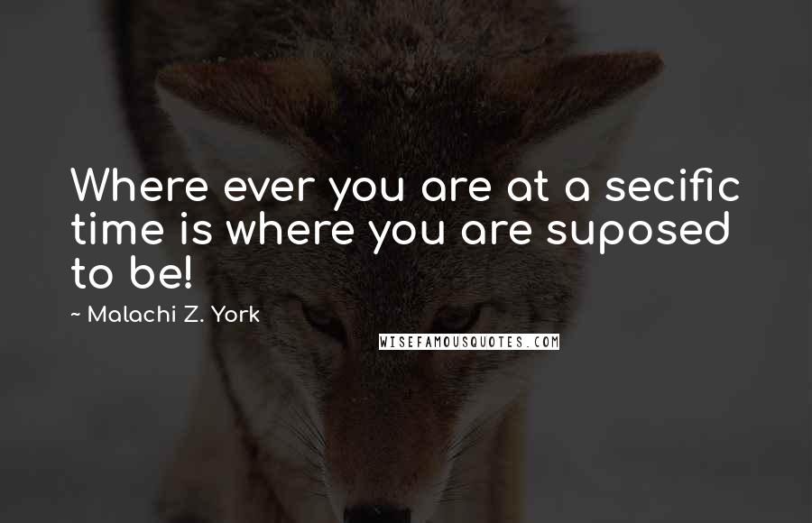 Malachi Z. York Quotes: Where ever you are at a secific time is where you are suposed to be!