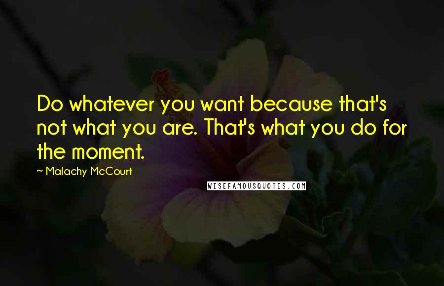 Malachy McCourt Quotes: Do whatever you want because that's not what you are. That's what you do for the moment.