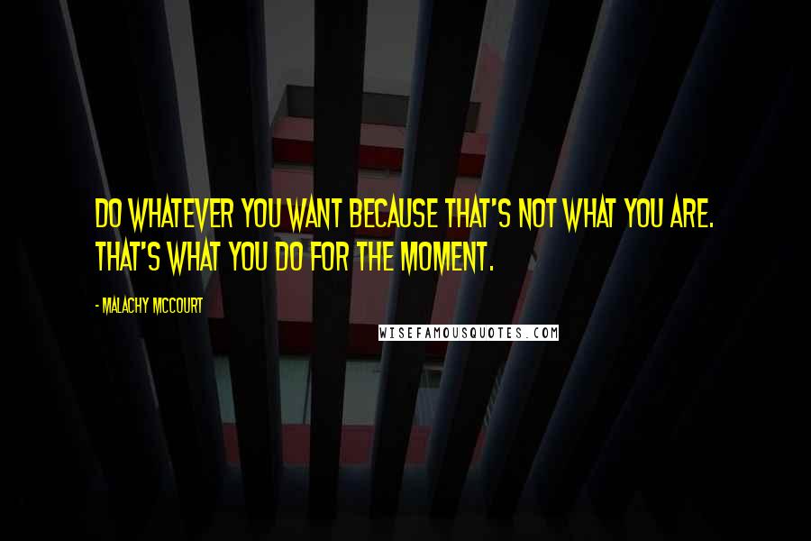 Malachy McCourt Quotes: Do whatever you want because that's not what you are. That's what you do for the moment.