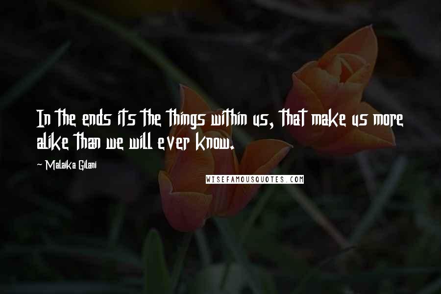 Malaika Gilani Quotes: In the ends its the things within us, that make us more alike than we will ever know.