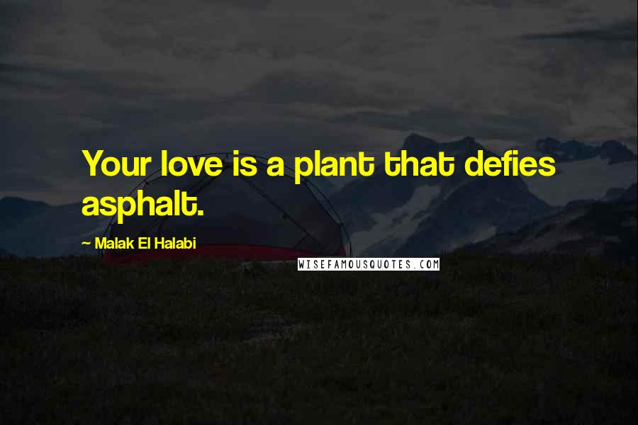 Malak El Halabi Quotes: Your love is a plant that defies asphalt.