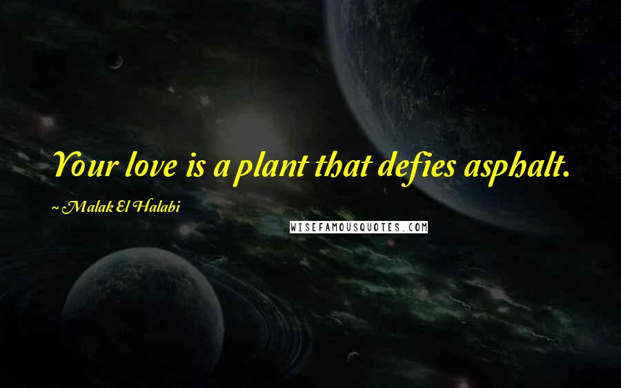 Malak El Halabi Quotes: Your love is a plant that defies asphalt.