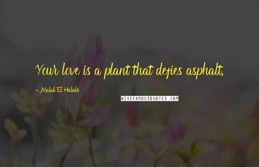 Malak El Halabi Quotes: Your love is a plant that defies asphalt.