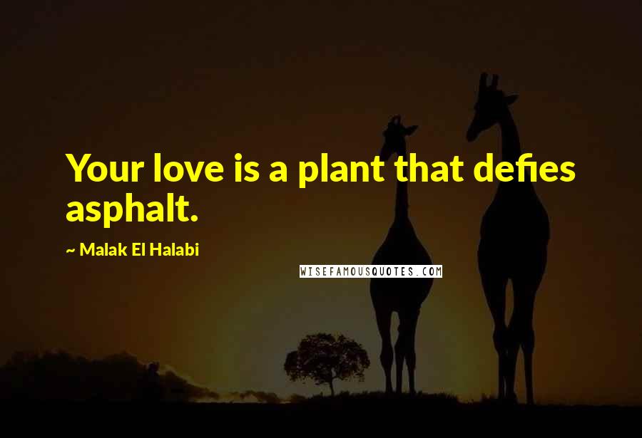 Malak El Halabi Quotes: Your love is a plant that defies asphalt.