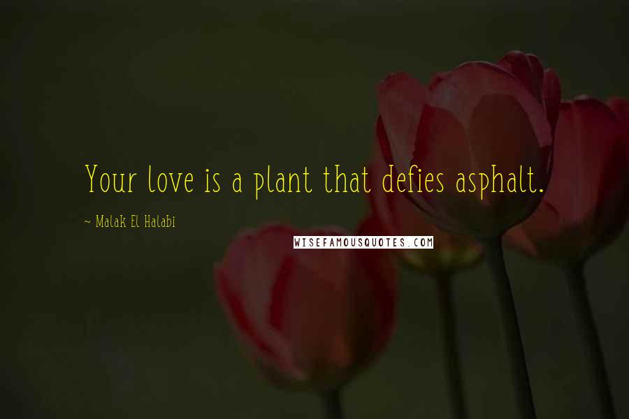 Malak El Halabi Quotes: Your love is a plant that defies asphalt.