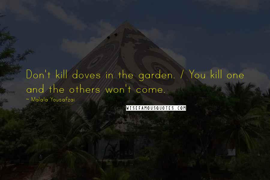 Malala Yousafzai Quotes: Don't kill doves in the garden. / You kill one and the others won't come.