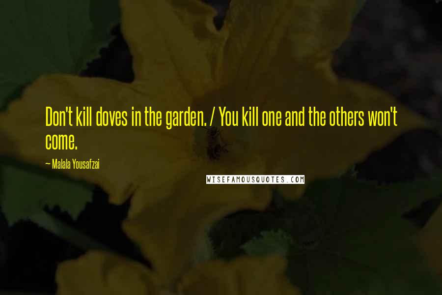 Malala Yousafzai Quotes: Don't kill doves in the garden. / You kill one and the others won't come.