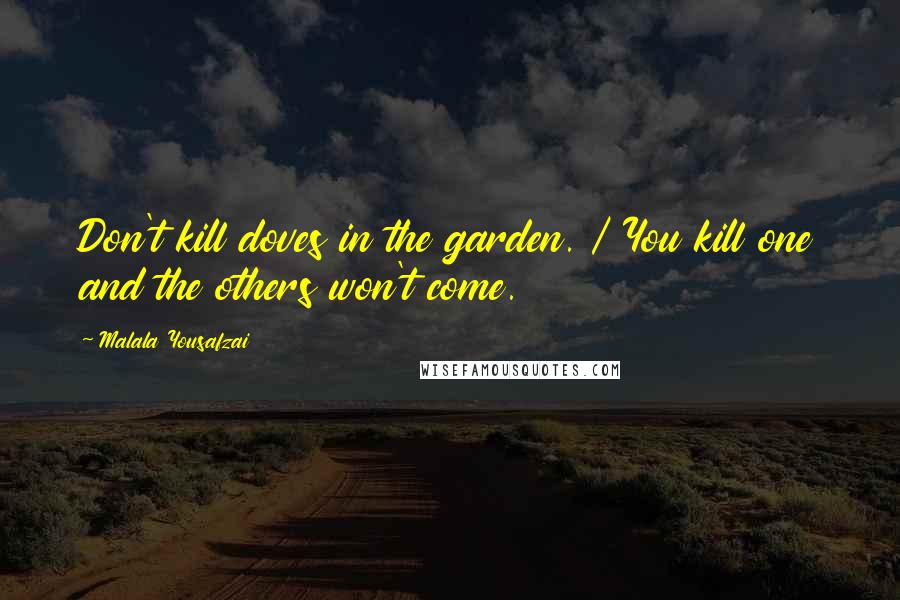 Malala Yousafzai Quotes: Don't kill doves in the garden. / You kill one and the others won't come.