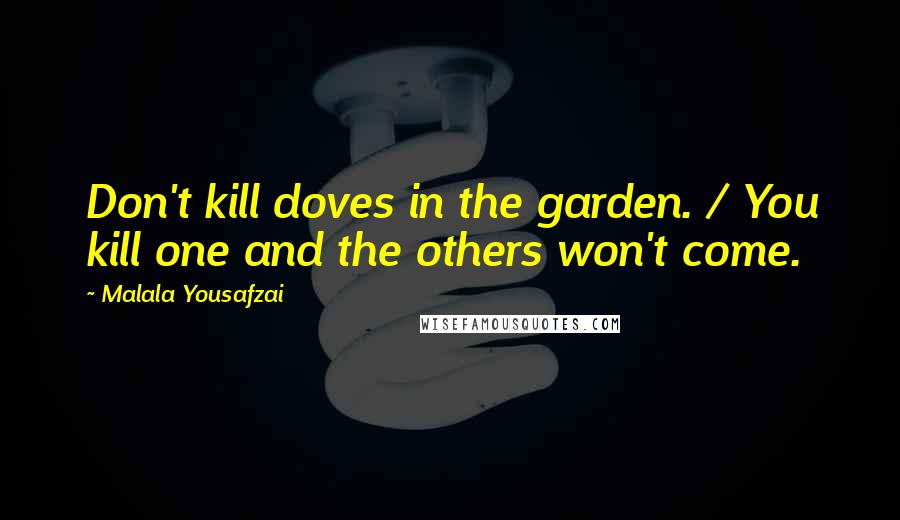 Malala Yousafzai Quotes: Don't kill doves in the garden. / You kill one and the others won't come.