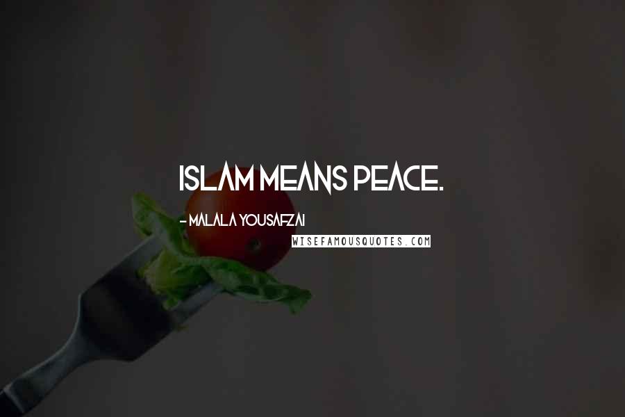 Malala Yousafzai Quotes: Islam means peace.