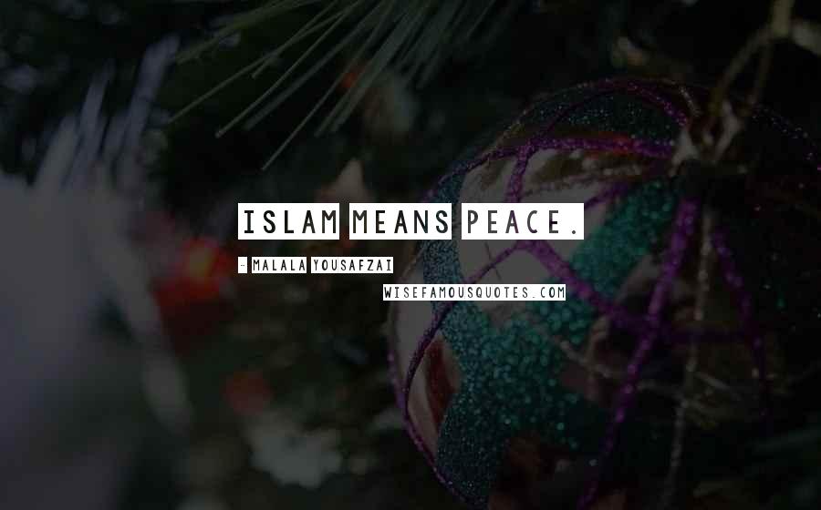 Malala Yousafzai Quotes: Islam means peace.