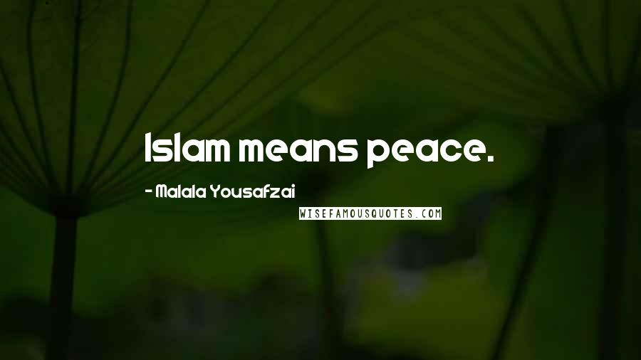 Malala Yousafzai Quotes: Islam means peace.