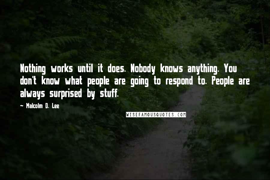 Malcolm D. Lee Quotes: Nothing works until it does. Nobody knows anything. You don't know what people are going to respond to. People are always surprised by stuff.