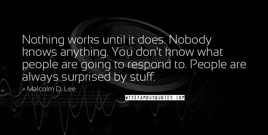 Malcolm D. Lee Quotes: Nothing works until it does. Nobody knows anything. You don't know what people are going to respond to. People are always surprised by stuff.