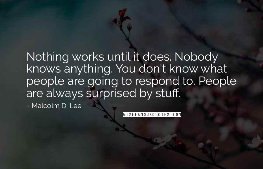 Malcolm D. Lee Quotes: Nothing works until it does. Nobody knows anything. You don't know what people are going to respond to. People are always surprised by stuff.