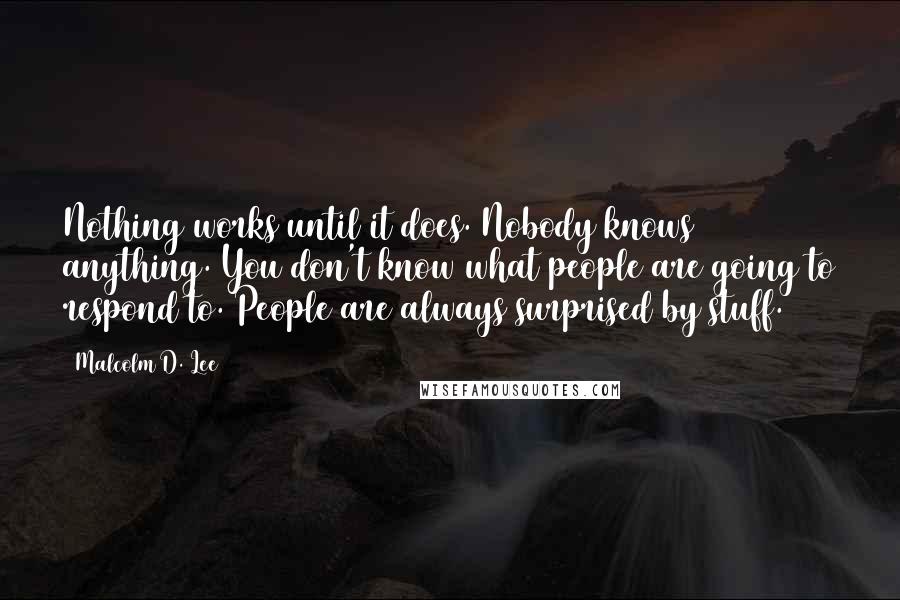 Malcolm D. Lee Quotes: Nothing works until it does. Nobody knows anything. You don't know what people are going to respond to. People are always surprised by stuff.