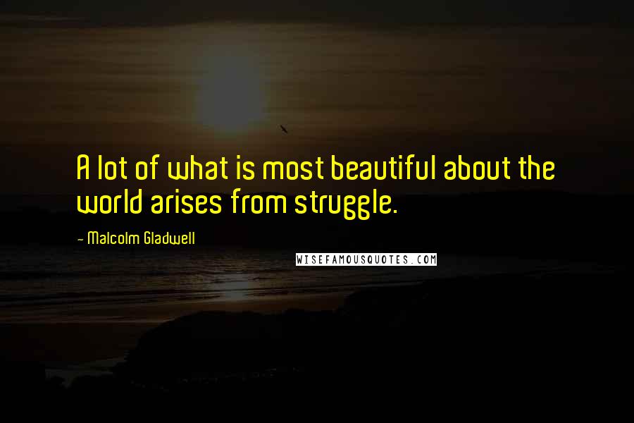 Malcolm Gladwell Quotes: A lot of what is most beautiful about the world arises from struggle.