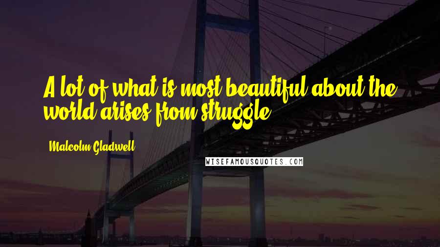 Malcolm Gladwell Quotes: A lot of what is most beautiful about the world arises from struggle.