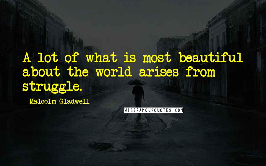 Malcolm Gladwell Quotes: A lot of what is most beautiful about the world arises from struggle.