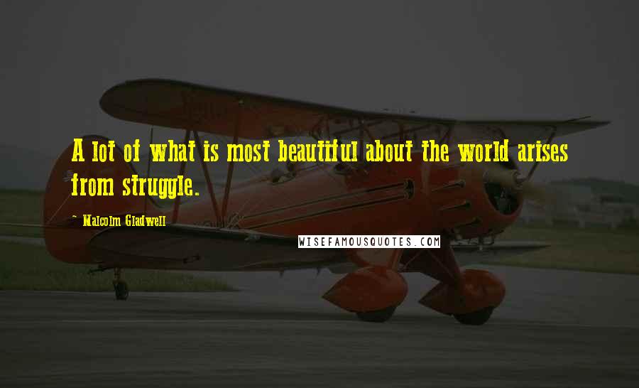 Malcolm Gladwell Quotes: A lot of what is most beautiful about the world arises from struggle.