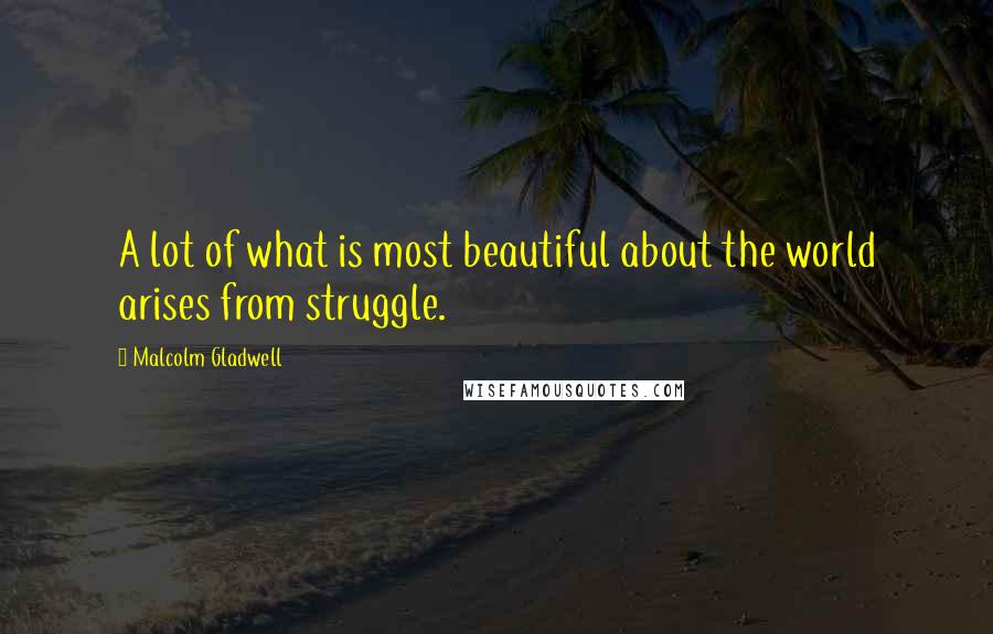 Malcolm Gladwell Quotes: A lot of what is most beautiful about the world arises from struggle.