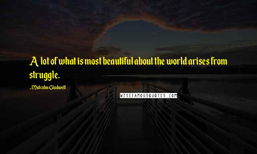 Malcolm Gladwell Quotes: A lot of what is most beautiful about the world arises from struggle.