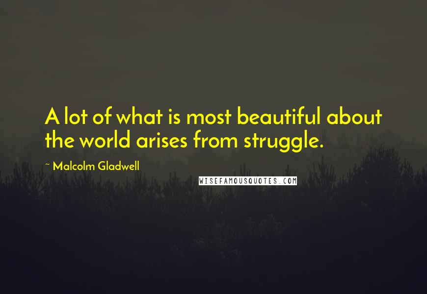 Malcolm Gladwell Quotes: A lot of what is most beautiful about the world arises from struggle.