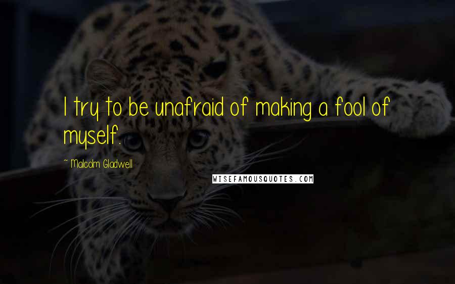 Malcolm Gladwell Quotes: I try to be unafraid of making a fool of myself.