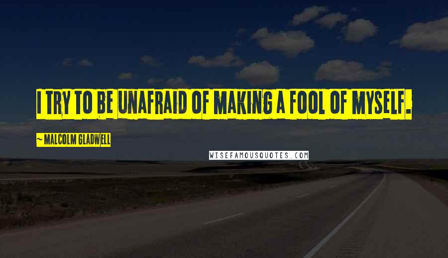 Malcolm Gladwell Quotes: I try to be unafraid of making a fool of myself.