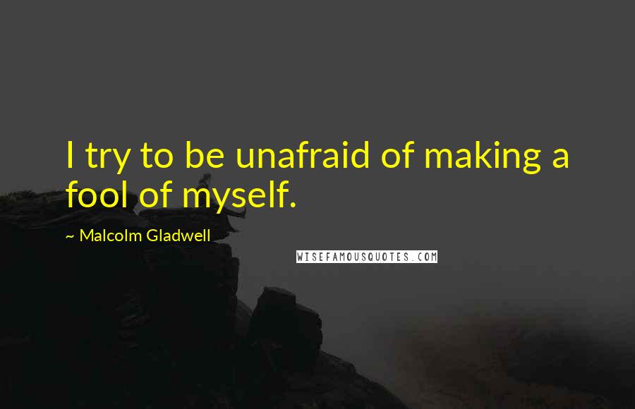 Malcolm Gladwell Quotes: I try to be unafraid of making a fool of myself.