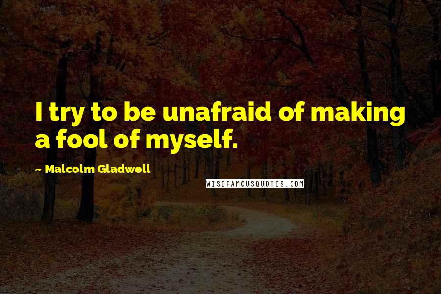 Malcolm Gladwell Quotes: I try to be unafraid of making a fool of myself.