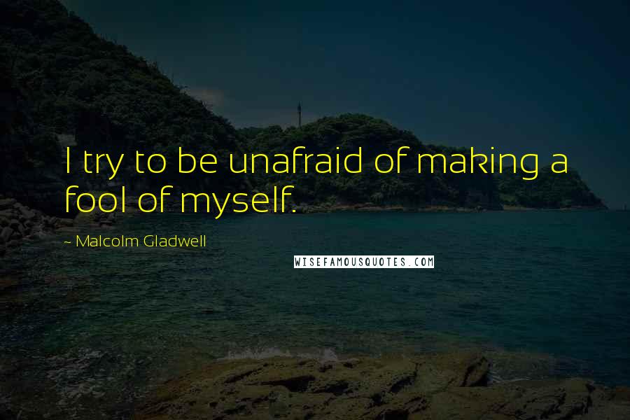 Malcolm Gladwell Quotes: I try to be unafraid of making a fool of myself.