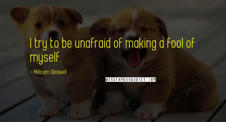 Malcolm Gladwell Quotes: I try to be unafraid of making a fool of myself.