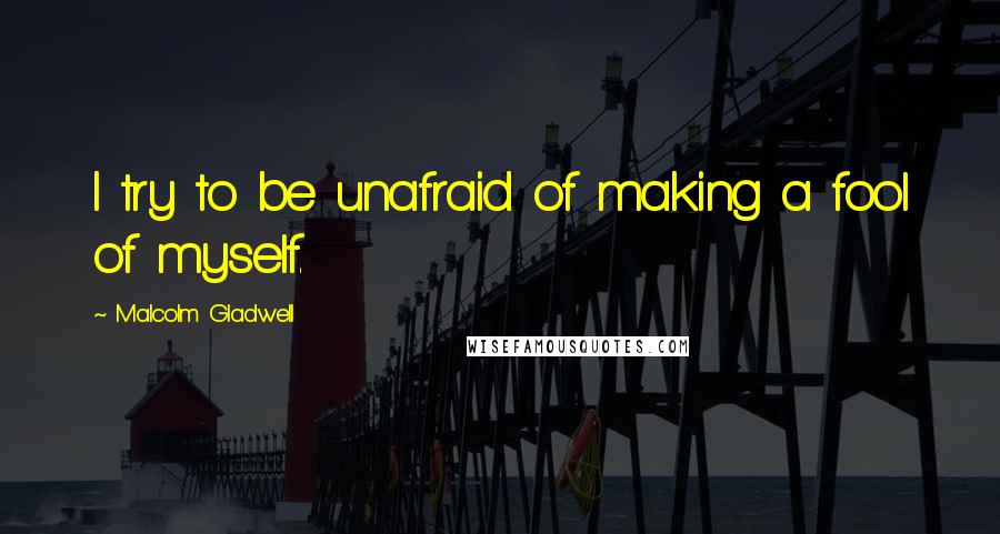 Malcolm Gladwell Quotes: I try to be unafraid of making a fool of myself.