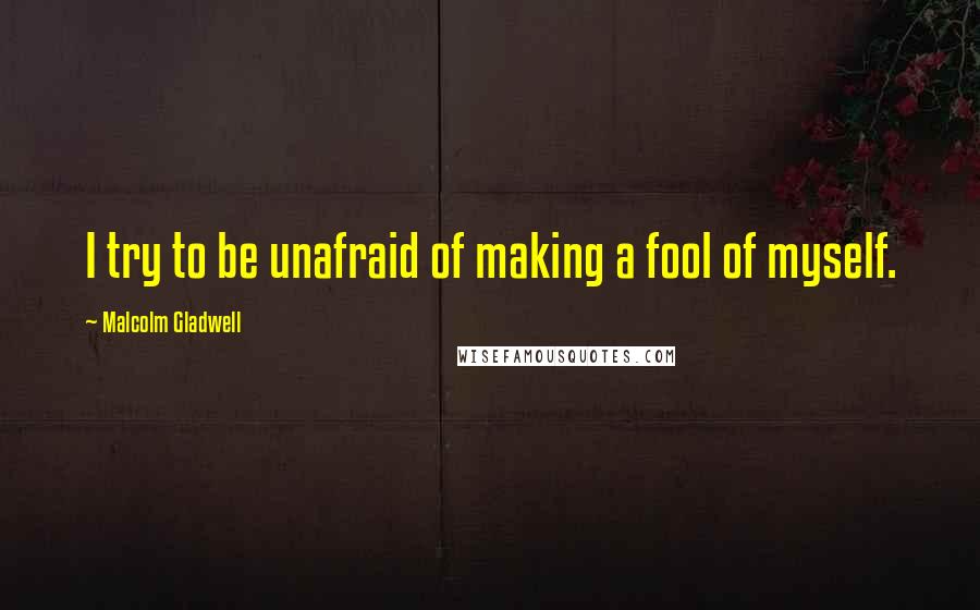 Malcolm Gladwell Quotes: I try to be unafraid of making a fool of myself.