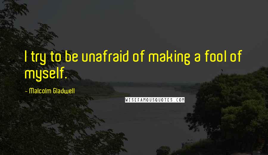 Malcolm Gladwell Quotes: I try to be unafraid of making a fool of myself.